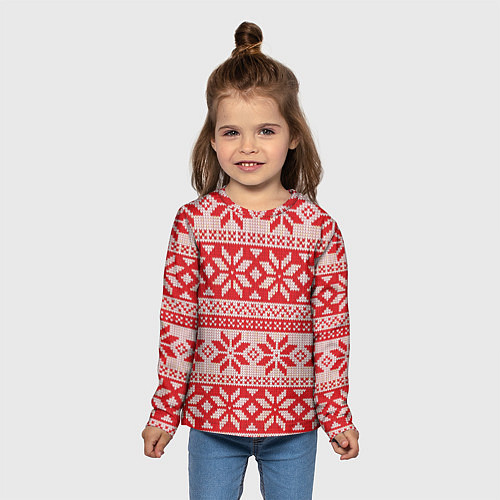 Детский лонгслив Красный свитер / 3D-принт – фото 5
