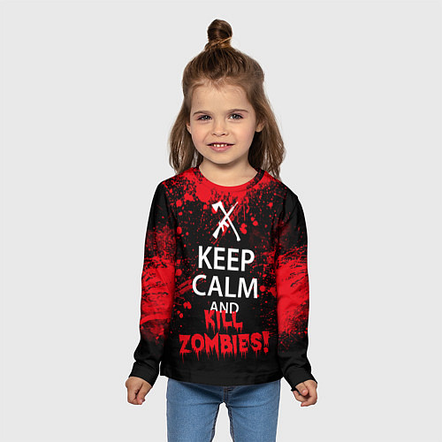 Детский лонгслив Keep Calm & Kill Zombies / 3D-принт – фото 5