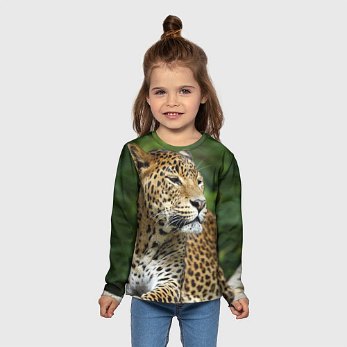 Детский лонгслив Лик леопарда / 3D-принт – фото 5