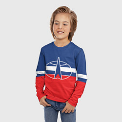 Лонгслив детский Флаг космический войск РФ, цвет: 3D-принт — фото 2