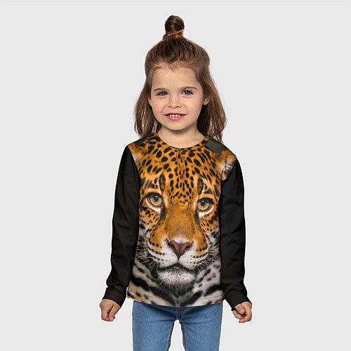 Детский лонгслив Взгляд ягуара / 3D-принт – фото 5