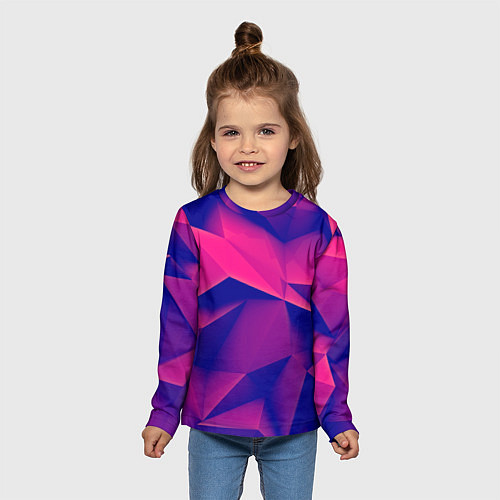 Детский лонгслив Violet polygon / 3D-принт – фото 5