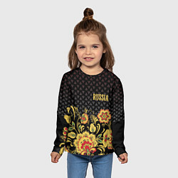 Лонгслив детский Russia: black edition, цвет: 3D-принт — фото 2