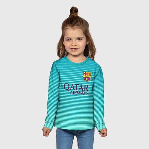 Детский лонгслив Barcelona FC: Aqua / 3D-принт – фото 5