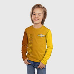 Лонгслив детский Chevrolet желтый градиент, цвет: 3D-принт — фото 2