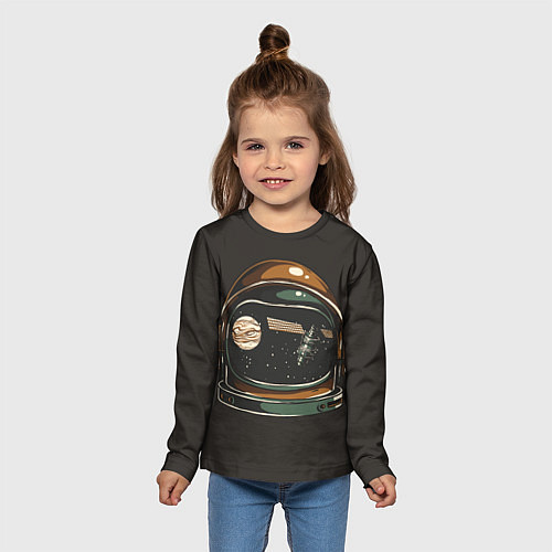Детский лонгслив Космос в шлеме скафандра - планета и спутник / 3D-принт – фото 5