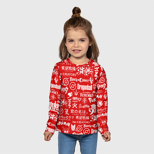 Детский лонгслив ЛОГО АНИМЕ МУЛЬТФИЛЬМОВ / 3D-принт – фото 5