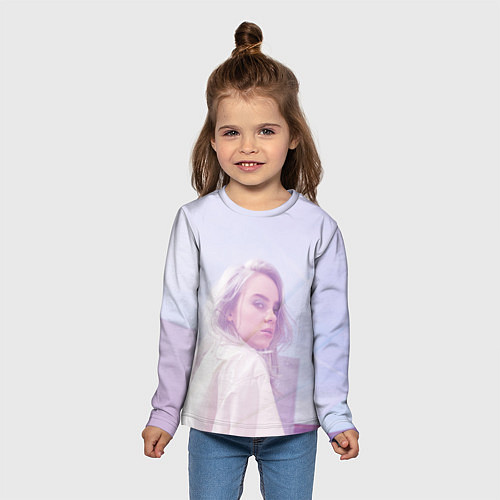 Детский лонгслив Billie Eilish: Light Pink / 3D-принт – фото 5