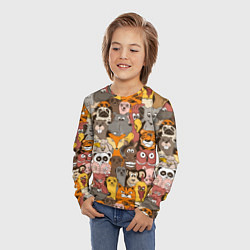 Лонгслив детский Прикольные зверушки, цвет: 3D-принт — фото 2
