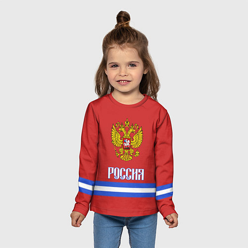Детский лонгслив Хоккей: Россия / 3D-принт – фото 5