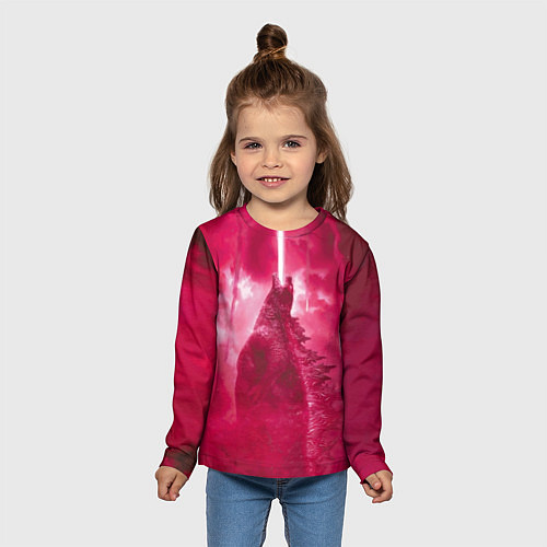 Детский лонгслив Red Godzilla / 3D-принт – фото 5
