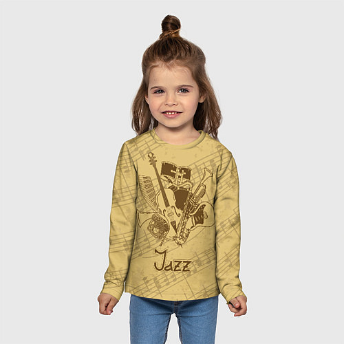 Детский лонгслив Jazz - musical instruments / 3D-принт – фото 5