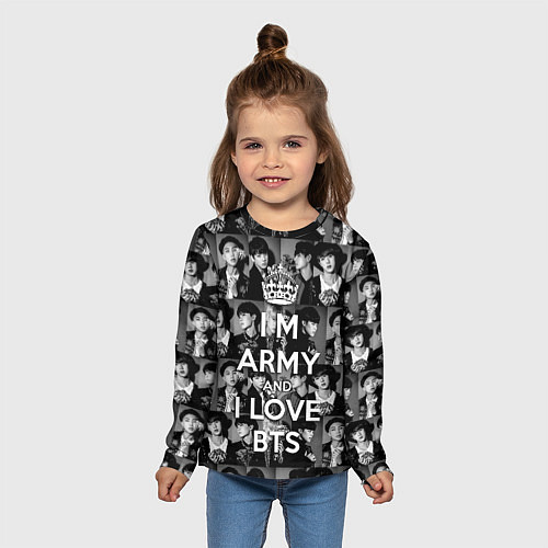 Детский лонгслив I am army and I lover BTS / 3D-принт – фото 5