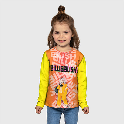 Детский лонгслив Billie Eilish: Yellow Mood / 3D-принт – фото 5