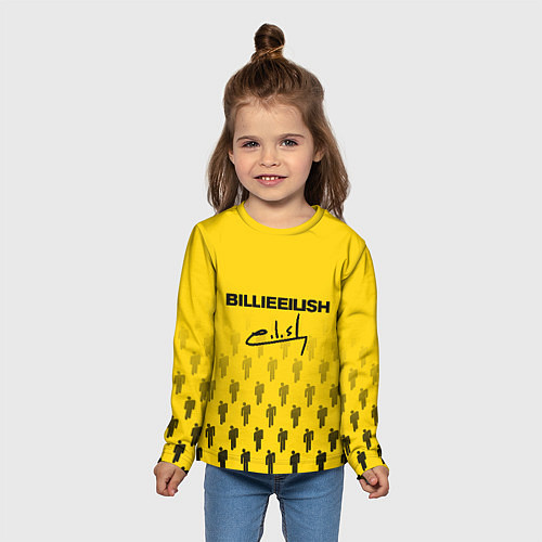 Детский лонгслив Billie Eilish: Yellow Autograph / 3D-принт – фото 5