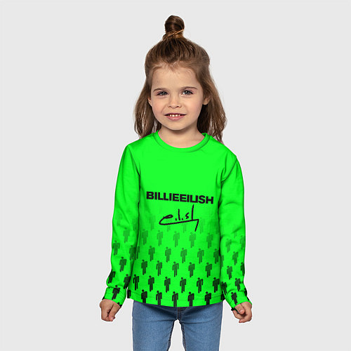 Детский лонгслив Billie Eilish: Green Autograph / 3D-принт – фото 5