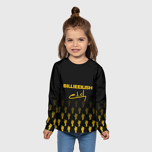 Детский лонгслив Billie Eilish: Yellow & Black Autograph / 3D-принт – фото 5