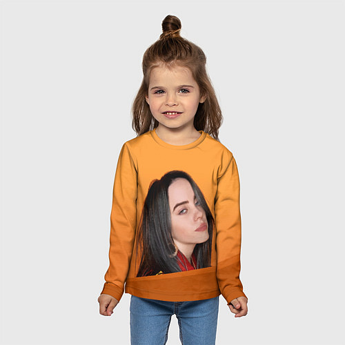 Детский лонгслив BILLIE EILISH: Orange Mood / 3D-принт – фото 5