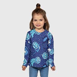Лонгслив детский Кот Космонавт, цвет: 3D-принт — фото 2