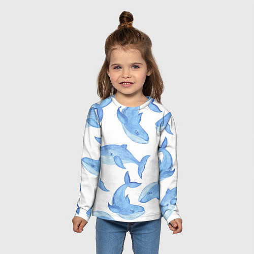 Детский лонгслив Косяк китов / 3D-принт – фото 5