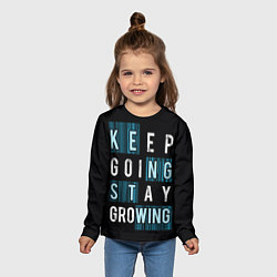 Лонгслив детский Keep going stay growing, цвет: 3D-принт — фото 2