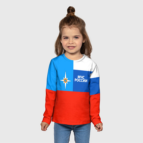 Детский лонгслив Флаг МЧС России / 3D-принт – фото 5