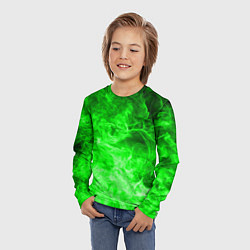Лонгслив детский ОГОНЬ GREEN NEON, цвет: 3D-принт — фото 2