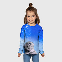 Лонгслив детский Кот и космос, цвет: 3D-принт — фото 2