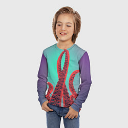 Лонгслив детский Красные щупальца осминога, цвет: 3D-принт — фото 2