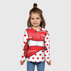 Лонгслив детский Губы, цвет: 3D-принт — фото 2