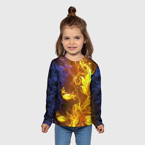 Детский лонгслив Огненный цветок / 3D-принт – фото 5