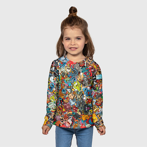 Детский лонгслив Стикеры / 3D-принт – фото 5