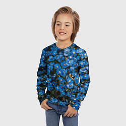 Лонгслив детский Поле синих цветов фиалки лето, цвет: 3D-принт — фото 2