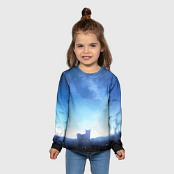 Лонгслив детский Силуэт корги ночь космос дымка, цвет: 3D-принт — фото 2