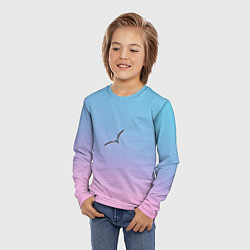 Лонгслив детский Чайки птицы полет градиент, цвет: 3D-принт — фото 2