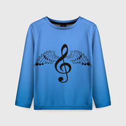 Лонгслив детский Скрипичный ключ и крылья ноты, цвет: 3D-принт