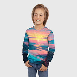 Лонгслив детский Извилистая река закат природа, цвет: 3D-принт — фото 2