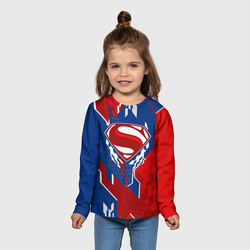 Детский лонгслив Знак Супермен / 3D-принт – фото 5