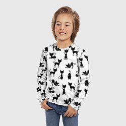 Лонгслив детский КОШКИ ЧЕРНОЕ НА БЕЛОМ, цвет: 3D-принт — фото 2