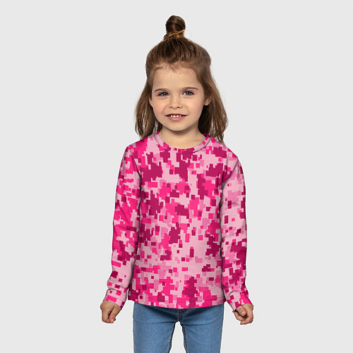 Детский лонгслив Розовый камуфляж / 3D-принт – фото 5