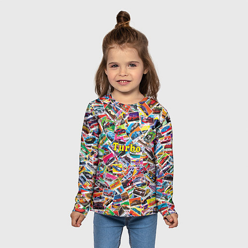 Детский лонгслив Коллекция вкладышей Turbo / 3D-принт – фото 5