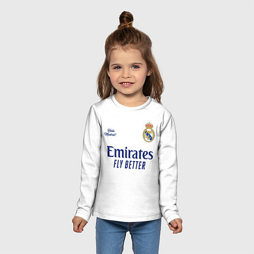 Детский лонгслив REAL MADRID, домашняя 2021 / 3D-принт – фото 5