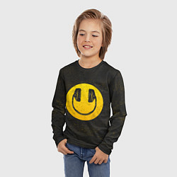 Лонгслив детский Наушники Смайл, цвет: 3D-принт — фото 2