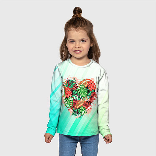 Детский лонгслив Тропическая любовь / 3D-принт – фото 5