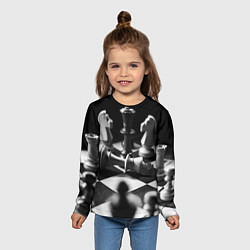 Лонгслив детский Шахматы фигуры доска ход мат, цвет: 3D-принт — фото 2