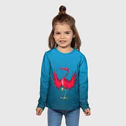Лонгслив детский Красный журавль, цвет: 3D-принт — фото 2