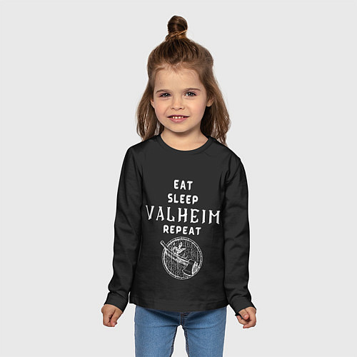 Детский лонгслив Eat Sleep Valheim Repeat / 3D-принт – фото 5