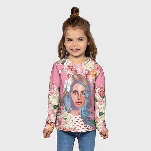 Детский лонгслив Лана дел рей в цветах / 3D-принт – фото 5
