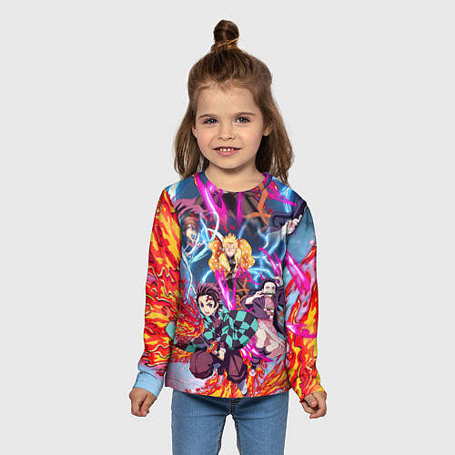 Детский лонгслив КЛИНОК РАССЕКАЮЩИЙ ДЕМОНОВ / 3D-принт – фото 5