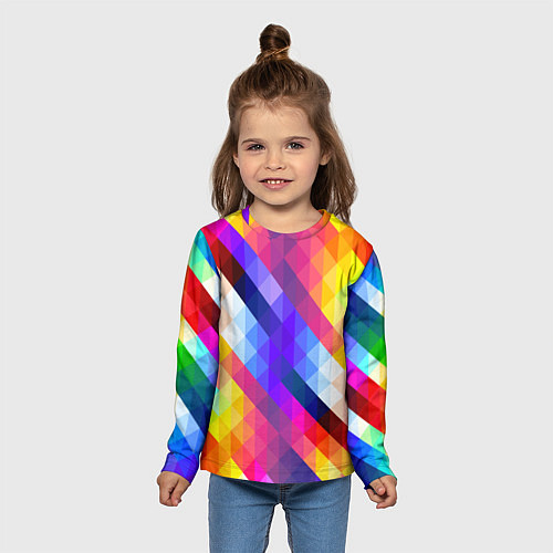 Детский лонгслив Пиксельная радуга / 3D-принт – фото 5